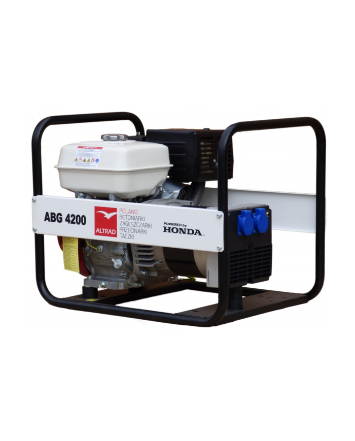 Agregat prądotwórczy jednofazowy Altrad Belle ABG 4200 Altrad Belle - Dane techniczne:Ciezar: 53 kgNapiecie: 230vSilnik: Honda g