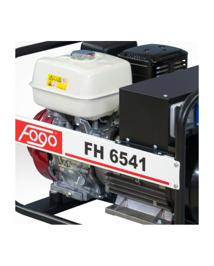 Agregat prądotwórczy jednofazowy FOGO FH 6541 Fogo - Dane techniczne:  Wymiary: 745x530x495 mm Napięcie: 230 V Kategoria Mocy: 1 Agregat prądotwórczy jednofazowy FOGO FH 6541 Fogo - Dane techniczne:  Wymiary: 745x530x495 mm Napięcie: 230 V Kategoria Mocy: 1