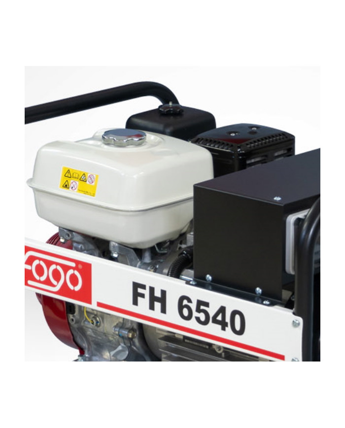 FOGO FH6540 three-phase generator set Fogo - Specifications:  Dimensions: 745 x 530 x 495 mm Weight: 80 kg Voltage: 400/230 V Po