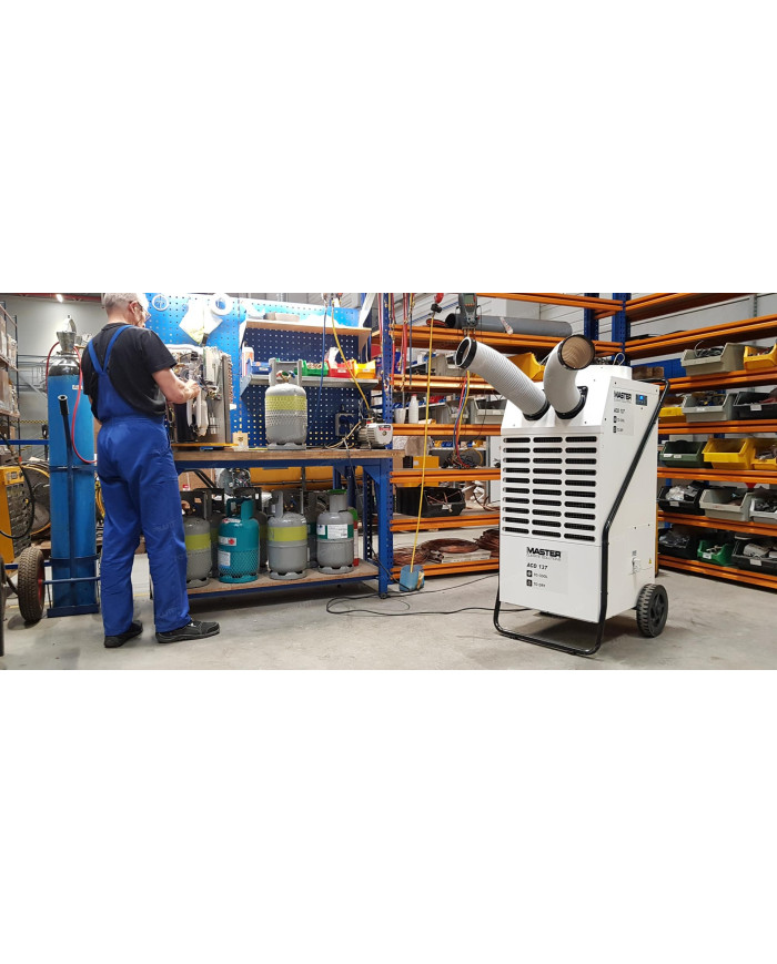 Klimatyzator przenośny Master ACD 137 Master Heaters - Dane techniczne:  Poziom hałasu [ dB(A) ]: 55 Przepływ powietrza [ m³/h ]