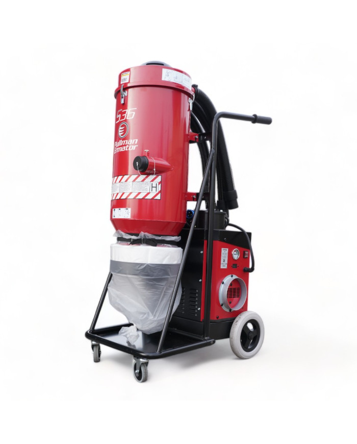Industrial vacuum cleaner Pullman S 36  - Technical data:  HEPA filter: Yes Tank capacity [ l ]: no tank Noise level [ dB(A) ]: 
