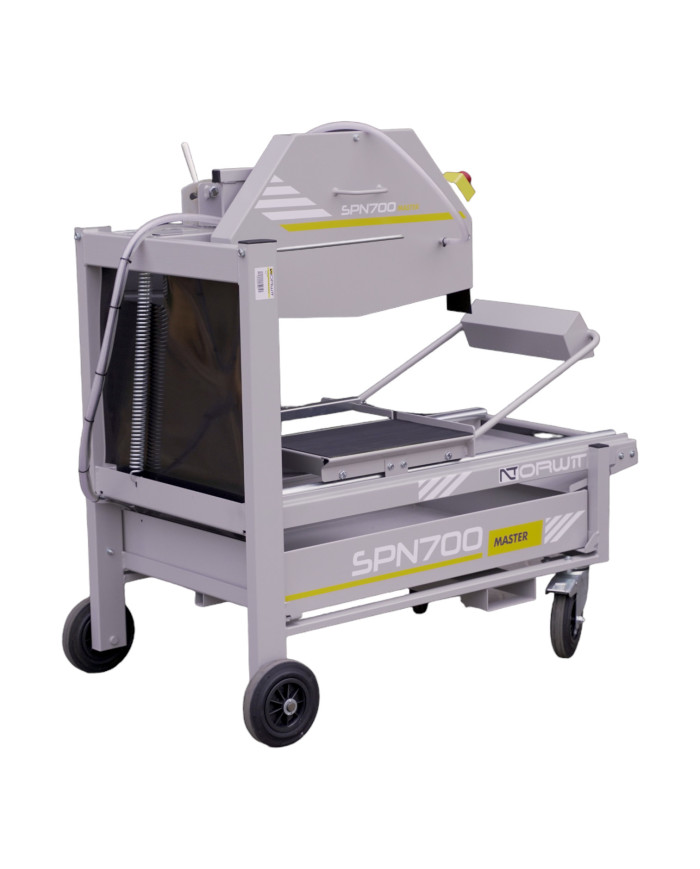 SPN 700 Master table saw for concrete blocks Norwit - Specifications:  Weight: 144kg Voltage: 400V Motor: Soga Italy Speed: 1400 SPN 700 Master table saw for concrete blocks Norwit - Specifications:  Weight: 144kg Voltage: 400V Motor: Soga Italy Speed: 1400