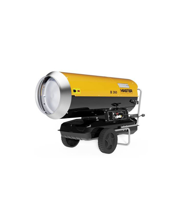 Nagrzewnica olejowa Master B 360 Master Heaters - Dane techniczne:  Pojemność zbiornika [ l ]: 105 Przepływ powietrza [ m³/h ]: 