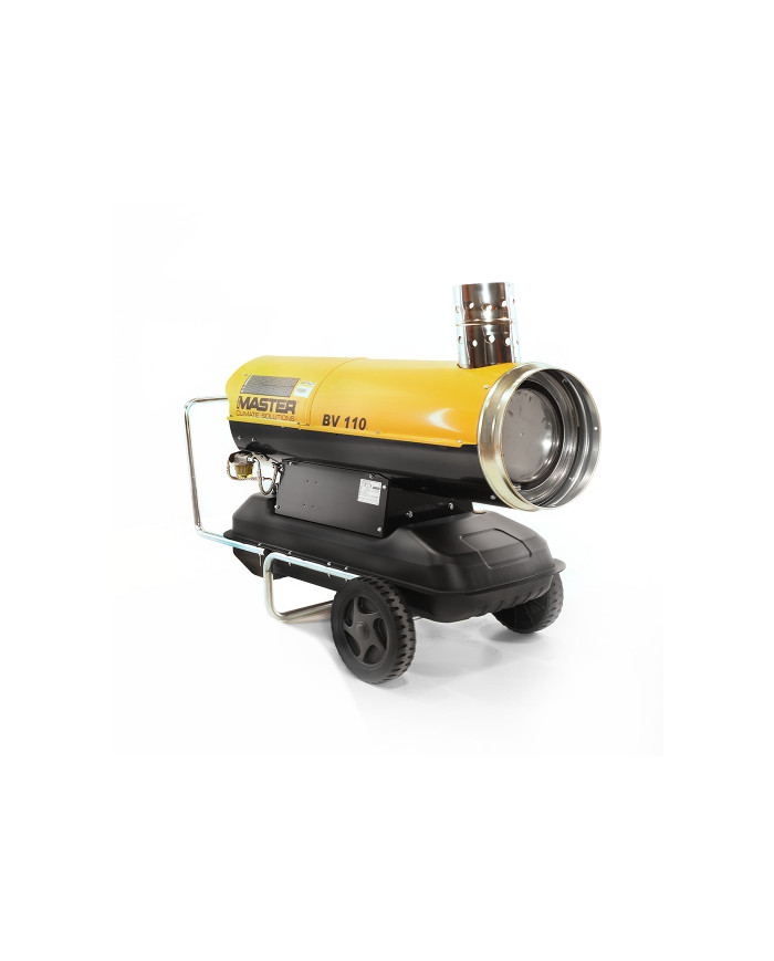 Nagrzewnica olejowa z odprowadzeniem spalin Master BV 110 Master Heaters - Dane techniczne    Pojemność zbiornika: 65 l   Przepł Nagrzewnica olejowa z odprowadzeniem spalin Master BV 110 Master Heaters - Dane techniczne    Pojemność zbiornika: 65 l   Przepł