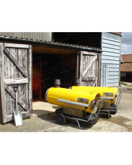 Master BV 290 oil heater with exhaust outlet Master Heaters -      Technical Data:       Tank capacity [ l ]: 105     Airflow [ 