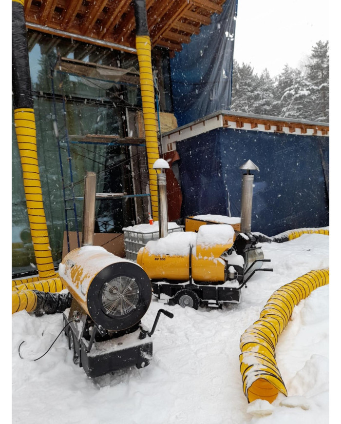 Master BV 400 oil heater with exhaust outlet Master Heaters -      Technical Data:       Tank capacity [ l ]: 150     Airflow [ 