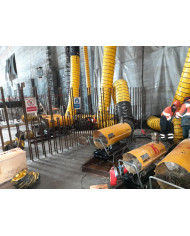 Master BV 290 oil heater with exhaust outlet Master Heaters -      Technical Data:       Tank capacity [ l ]: 105     Airflow [ 