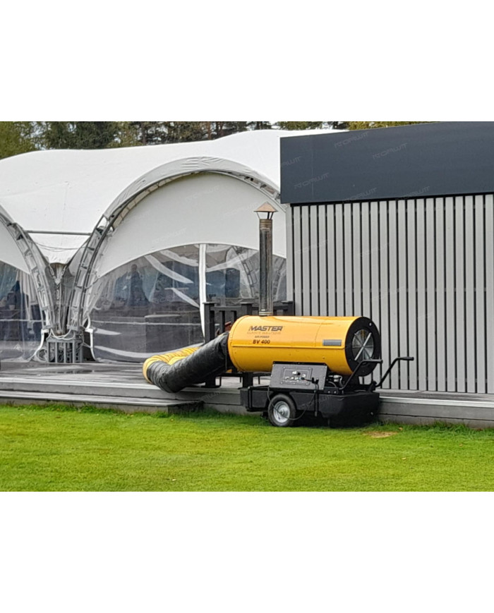 Nagrzewnica olejowa z odprowadzeniem spalin Master BV 400 Master Heaters -      Dane techniczne:       Pojemność zbiornika [ l ]