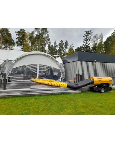 Master BV 400 oil heater with exhaust outlet Master Heaters -      Technical Data:       Tank capacity [ l ]: 150     Airflow [ 