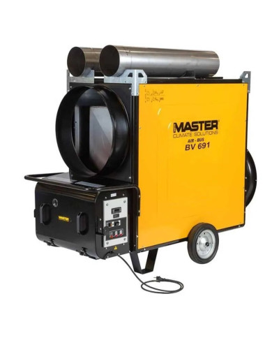 Master BV 691 S exhaust oil heater Master Heaters -      Technical Data:       Airflow [ m³/h ]: 12800     Power supply [ V/Hz ]
