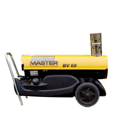Master BV 69E exhaust oil heater Master Heaters - Technical specifications:  Tank capacity [ l ]: 35 Air flow [ m³/h ]: 1550 Pow
