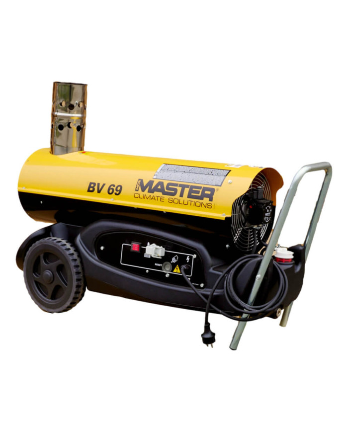 Nagrzewnica olejowa z odprowadzeniem spalin Master BV 69E Master Heaters - Dane techniczne:  Pojemność zbiornika [ l ]: 35 Przep