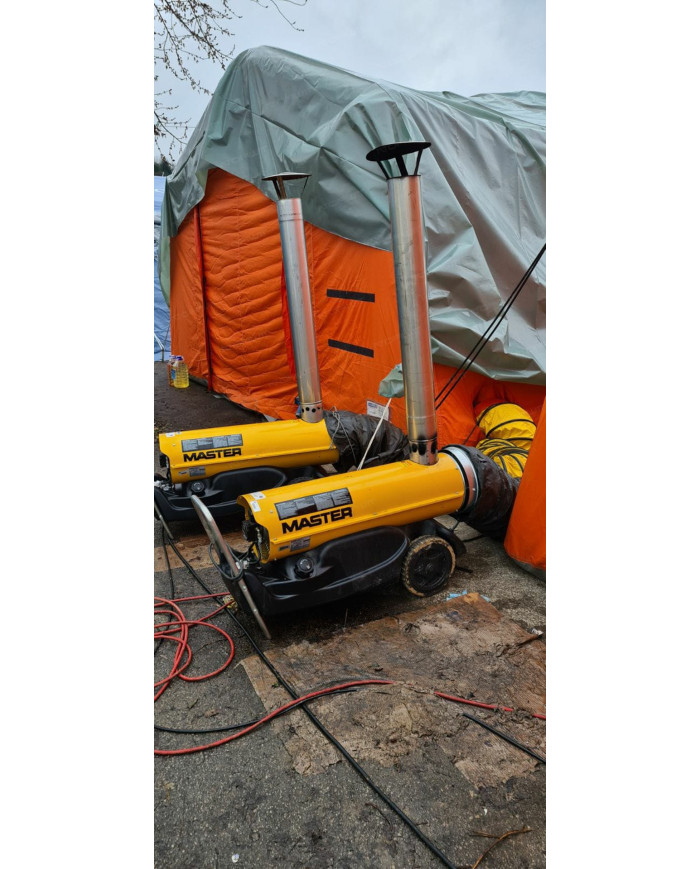 Master BV 77 BIO exhaust oil heater Master Heaters - Technical Data:  Tank capacity [ l ]: 36 Air flow [ m³/h ]: 1550 Power supp