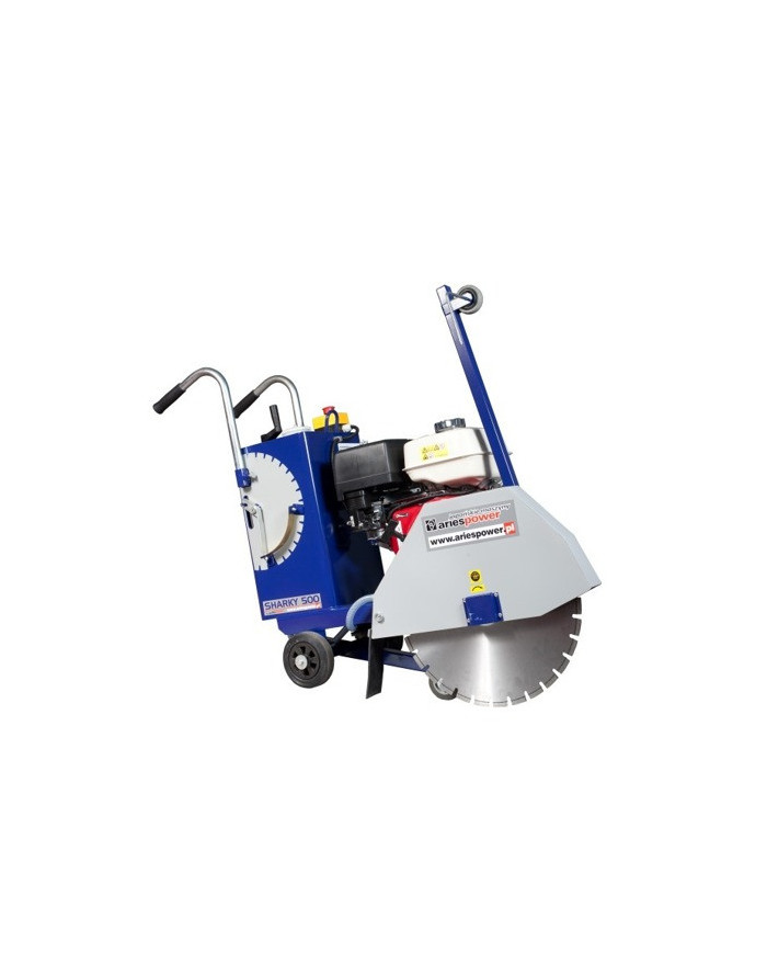 Sharky 500 mobile road cutting machine  - Specifications:  Dimensions: 1000 x 500 x 920 mm  Fuel: Gasoline Engine: Honda GX 390  Sharky 500 mobile road cutting machine  - Specifications:  Dimensions: 1000 x 500 x 920 mm  Fuel: Gasoline Engine: Honda GX 390