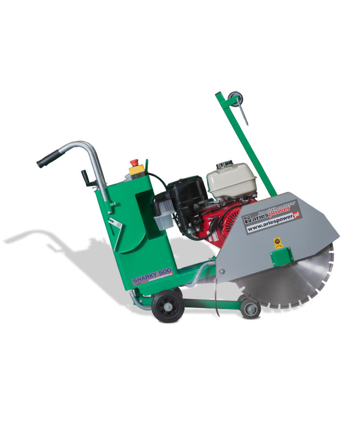Sharky 500 mobile road cutting machine  - Specifications:  Dimensions: 1000 x 500 x 920 mm  Fuel: Gasoline Engine: Honda GX 390  Sharky 500 mobile road cutting machine  - Specifications:  Dimensions: 1000 x 500 x 920 mm  Fuel: Gasoline Engine: Honda GX 390