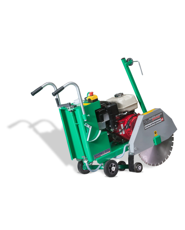 Sharky 500 mobile road cutting machine  - Specifications:  Dimensions: 1000 x 500 x 920 mm  Fuel: Gasoline Engine: Honda GX 390  Sharky 500 mobile road cutting machine  - Specifications:  Dimensions: 1000 x 500 x 920 mm  Fuel: Gasoline Engine: Honda GX 390