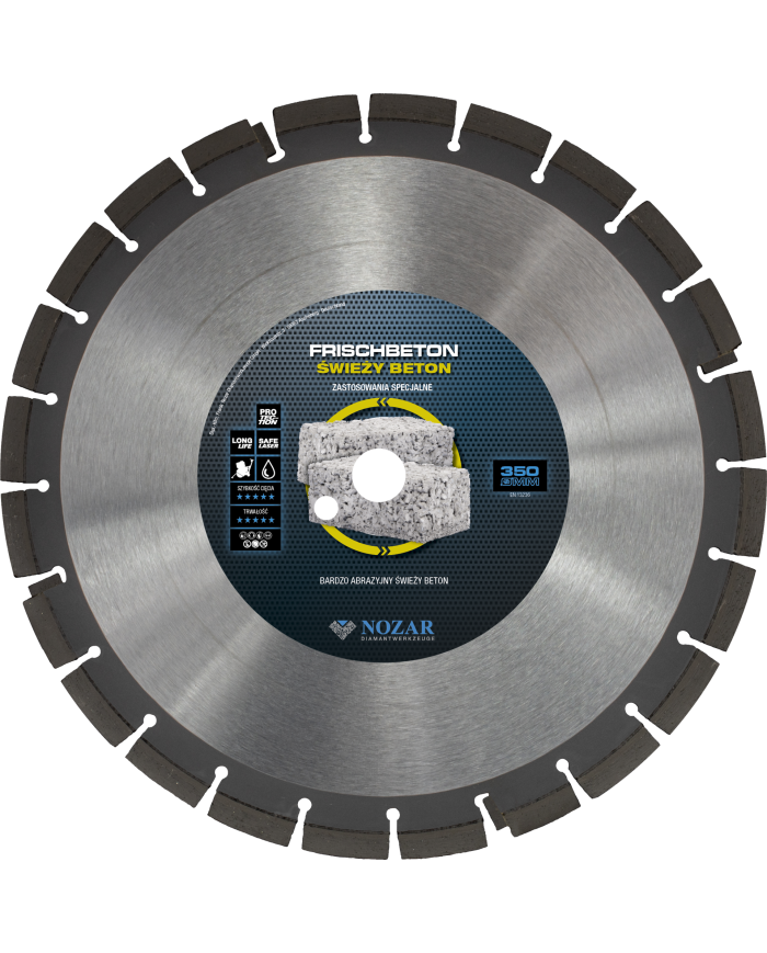Tarcza diamentowa Nozar Frischbeton / Świeży beton 350x25,4 mm  - Dane techniczne:Producent: Nozar niemcySrednica otworu w tarcz Tarcza diamentowa Nozar Frischbeton / Świeży beton 350x25,4 mm  - Dane techniczne:Producent: Nozar niemcySrednica otworu w tarcz