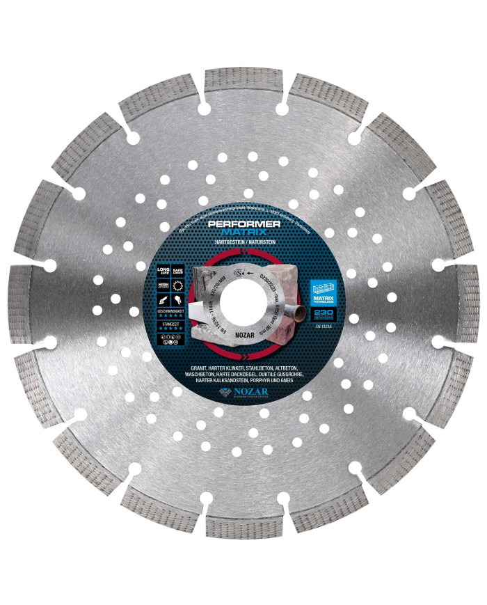 Tarcza diamentowa Nozar Spezial 230x22,23 mm (kopiuj) Nozar -  Technické údaje  Priemer (Ø):    230 mmMounting: 22.23 mmSegment  Tarcza diamentowa Nozar Spezial 230x22,23 mm (kopiuj) Nozar -  Technické údaje  Priemer (Ø):    230 mmMounting: 22.23 mmSegment