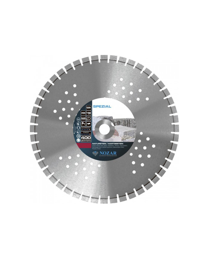 TARCZA DIAMENTOWA NOZAR SPEZIAL 400mm Nozar - Dane techniczne:Max. srednica tarczy: 350 mmSrednica otworu w tarczy: 25.4 mmGrubo TARCZA DIAMENTOWA NOZAR SPEZIAL 400mm Nozar - Dane techniczne:Max. srednica tarczy: 350 mmSrednica otworu w tarczy: 25.4 mmGrubo