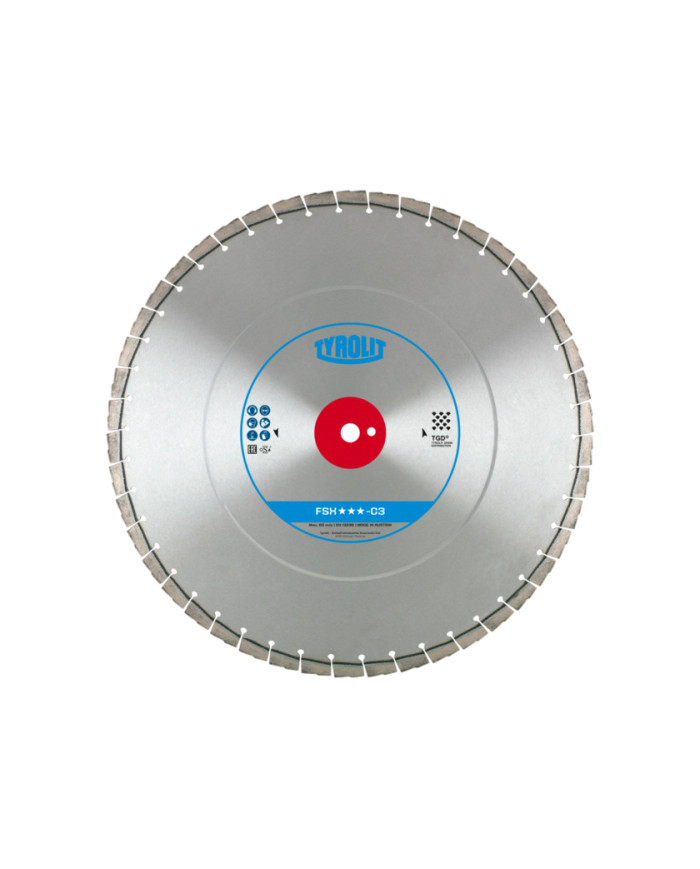 Tarcza diamentowa TYROLIT PREMIUM FSX-C3 450 X 5 MM Tyrolit - Dane techniczne:Producent: TyrolitMax. srednica tarczy: 450 mmSred