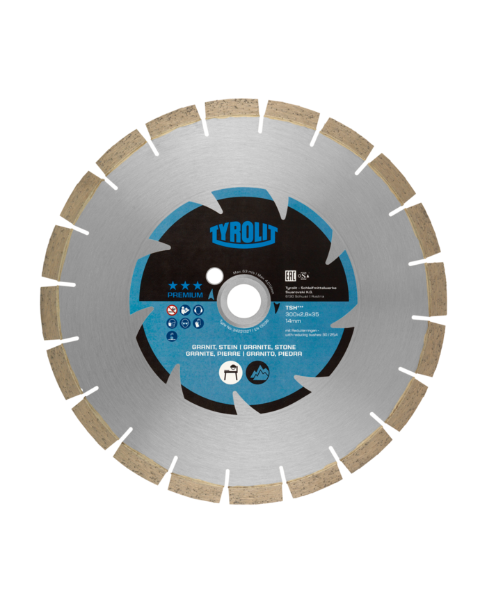 Tarcza diamentowa TYROLIT PREMIUM TSH-SILENT 350 X 2,8 MM Tyrolit - Dane techniczne:Producent: TyrolitMax. srednica tarczy: 350  Tarcza diamentowa TYROLIT PREMIUM TSH-SILENT 350 X 2,8 MM Tyrolit - Dane techniczne:Producent: TyrolitMax. srednica tarczy: 350