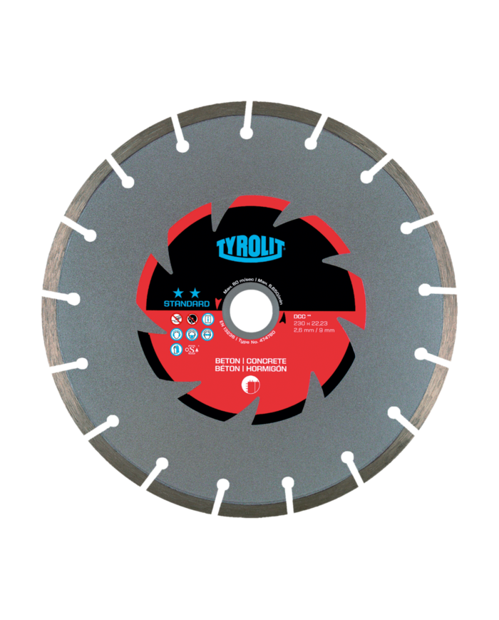 Tarcza diamentowa TYROLIT STANDARD DCC 300 X 2,6 MM, 20 MM Tyrolit - Dane techniczne:Producent: TyrolitMax. srednica tarczy: 300 Tarcza diamentowa TYROLIT STANDARD DCC 300 X 2,6 MM, 20 MM Tyrolit - Dane techniczne:Producent: TyrolitMax. srednica tarczy: 300