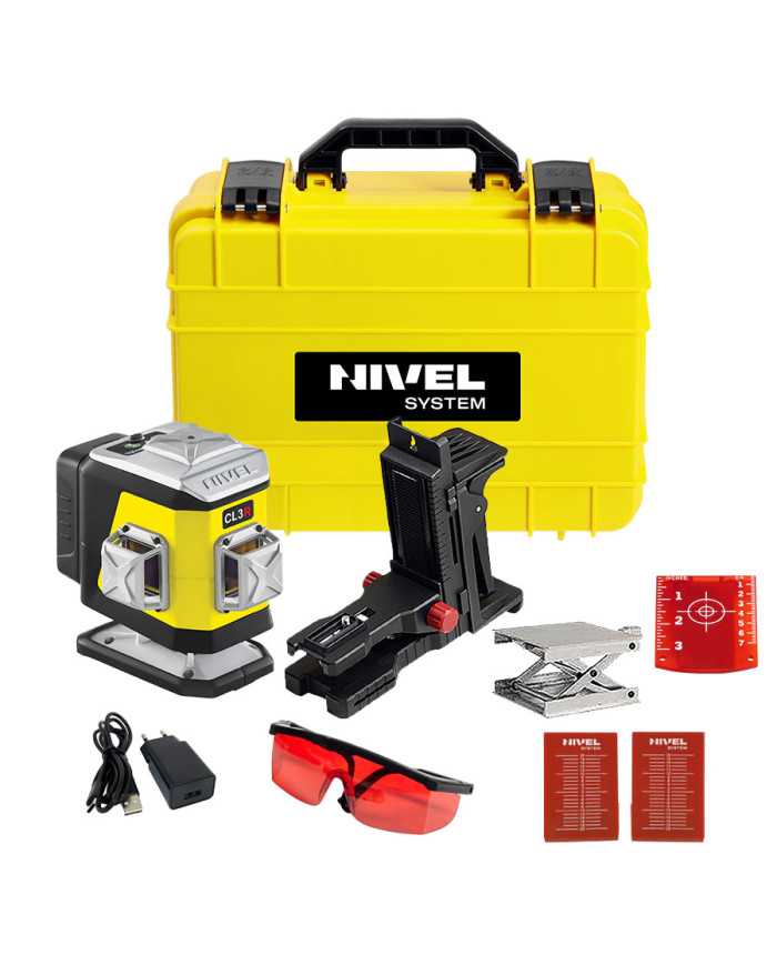 Súprava krížového lasera Nivel System CL3R červená + statív SJJM1EX Nivel System - Technické údaje:  R ozmery: 148 x 90 x 133 mm Súprava krížového lasera Nivel System CL3R červená + statív SJJM1EX Nivel System - Technické údaje:  R ozmery: 148 x 90 x 133 mm
