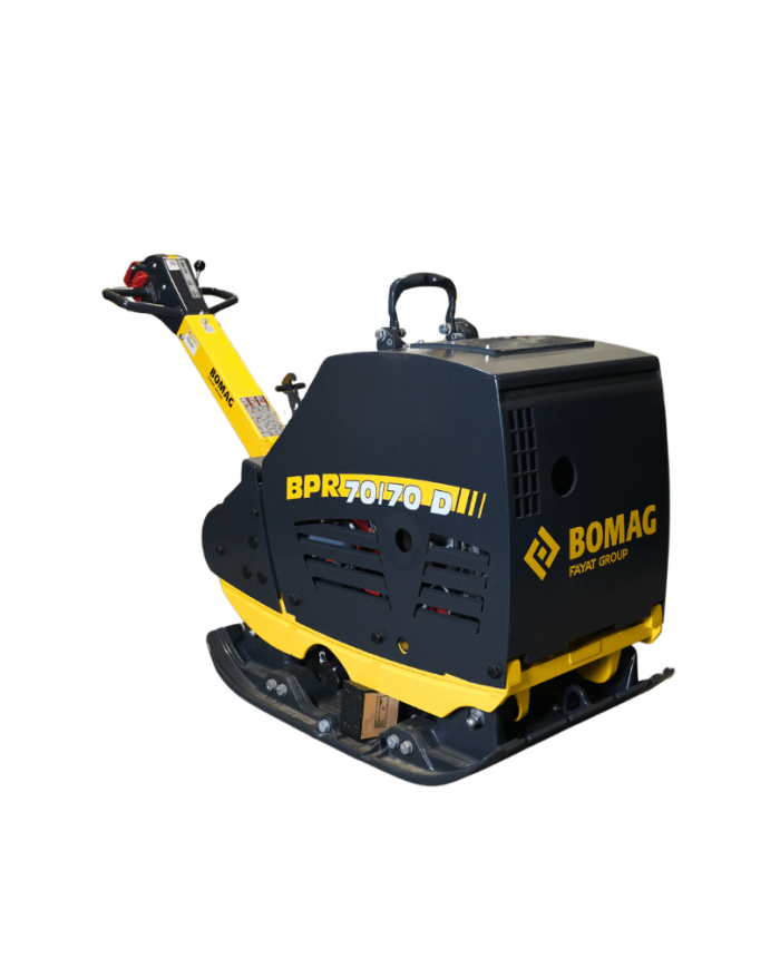 Zagęszczarka rewersyjna Bomag BPR 70/70 DE Bomag - Specifications:  Cooling:Air Weight:580 kg Motor: 1D81S Power:9.8 kW Working  Zagęszczarka rewersyjna Bomag BPR 70/70 DE Bomag - Specifications:  Cooling:Air Weight:580 kg Motor: 1D81S Power:9.8 kW Working