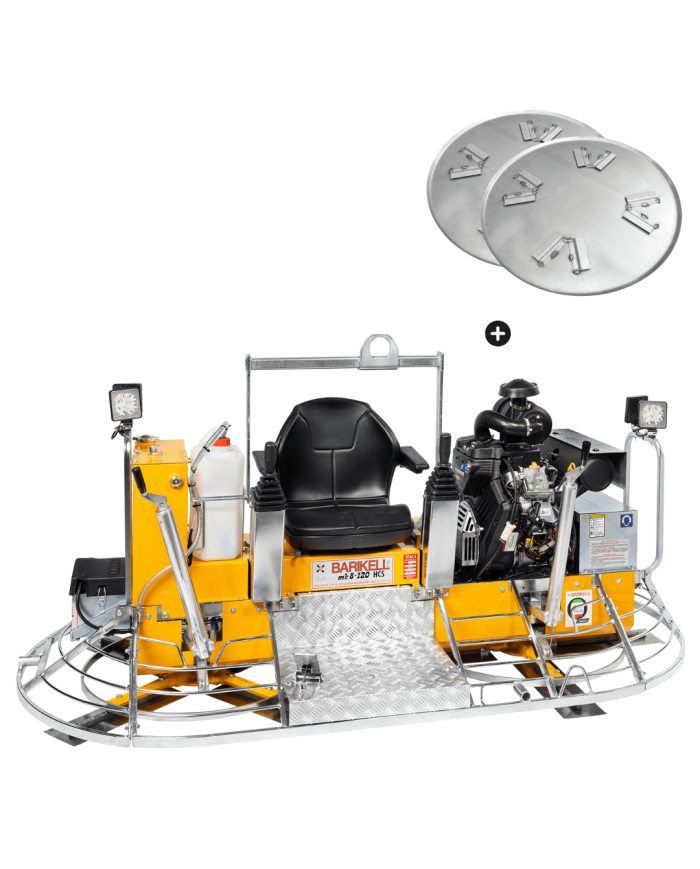 Barikell MK8-120 HCS B&S 35 trowel Barikell - Specifications:  Cooling: Air Engine: B&S VANGUARD Dimensions: 2450x1205x1040  Barikell MK8-120 HCS B&S 35 trowel Barikell - Specifications:  Cooling: Air Engine: B&S VANGUARD Dimensions: 2450x1205x1040